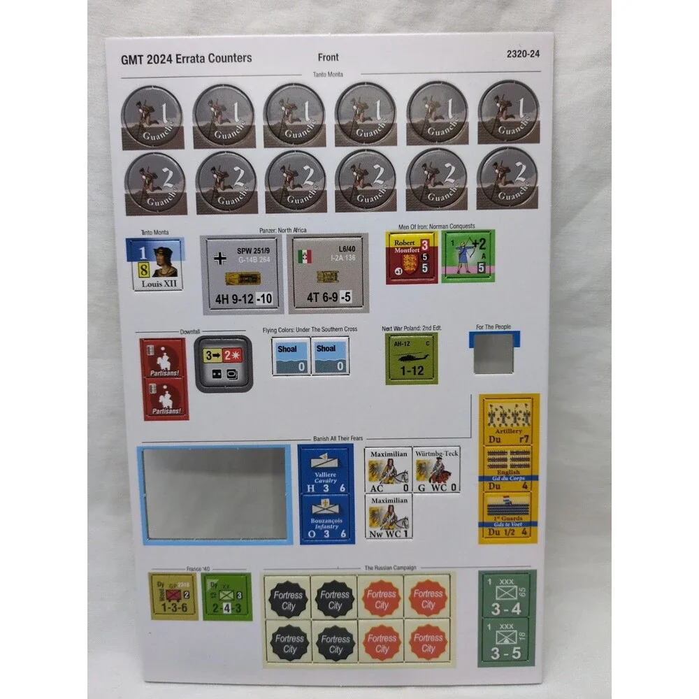 *Incomplete* GMT 2024 Errata Board Game Counters
